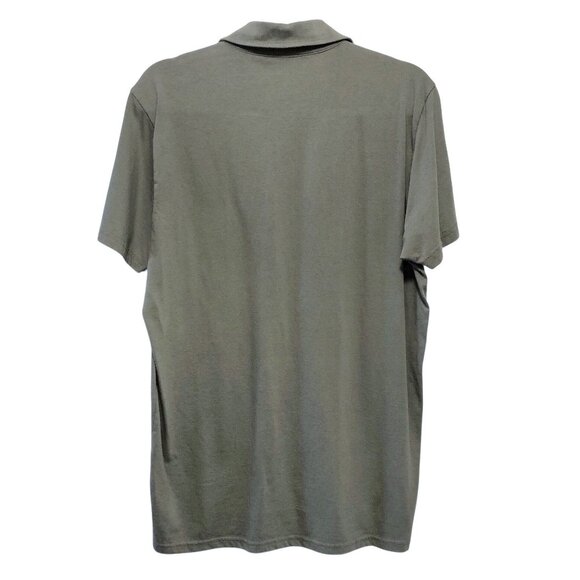 Men's Fresh Clean Tees Solid Green Button Collared Short Sleeve Shirt Large - Picture 2 of 4